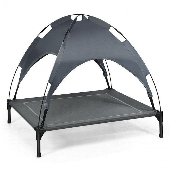 Portable Elevated Outdoor Pet Bed with Removable Canopy Shade Portable Elevated Outdoor Pet Bed with Removable Canopy Shade